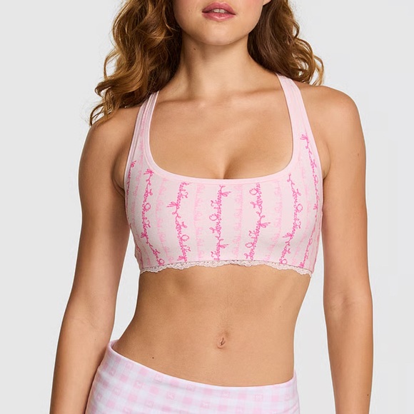 PINK X LOVESHACKFANCY Cotton Racerback Bralette Size S NWT - Picture 3 of 6